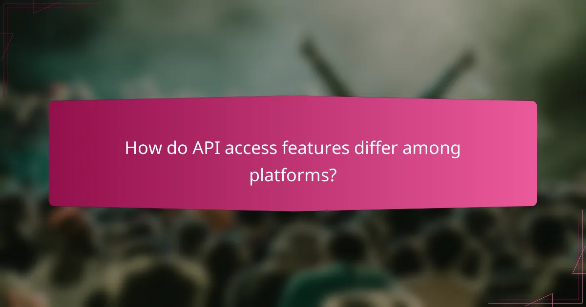 How do API access features differ among platforms?